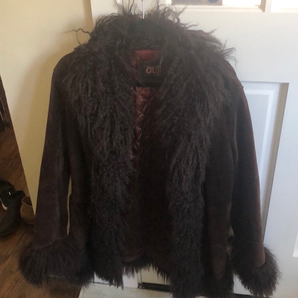 Guess furry leather jacket